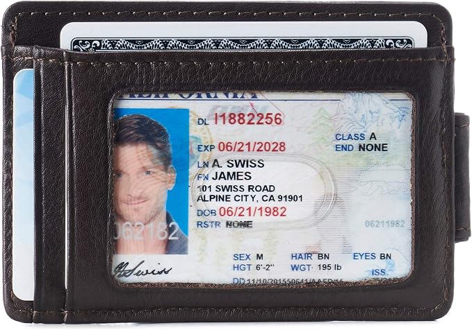 alpine swiss Harper Mens RFID Slim Money Clip Front Pocket Wallet Minimalist Leather ID Card Holder | RFID