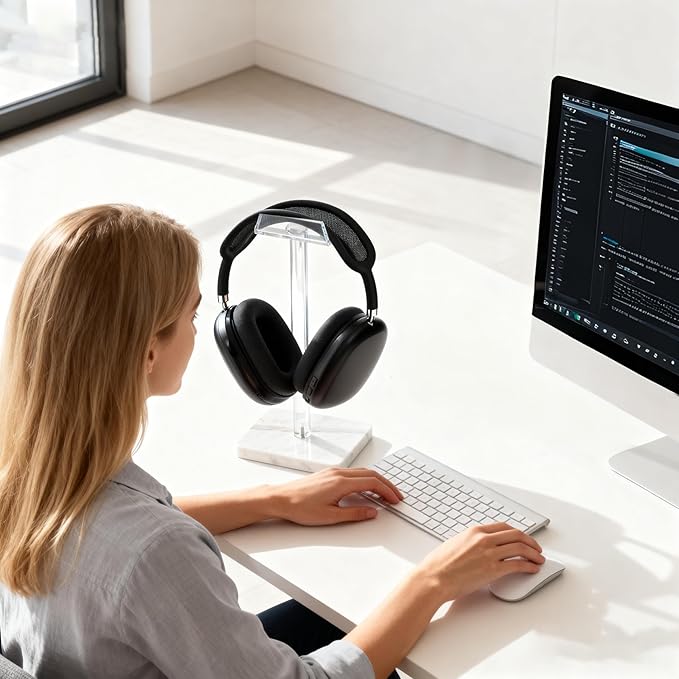Acrylic Marble Headset Holder Headphone Holders for Desk, Gaming Headphone Stand,Universal Holder for Music Headset Accessories 1 Pack(DP029)