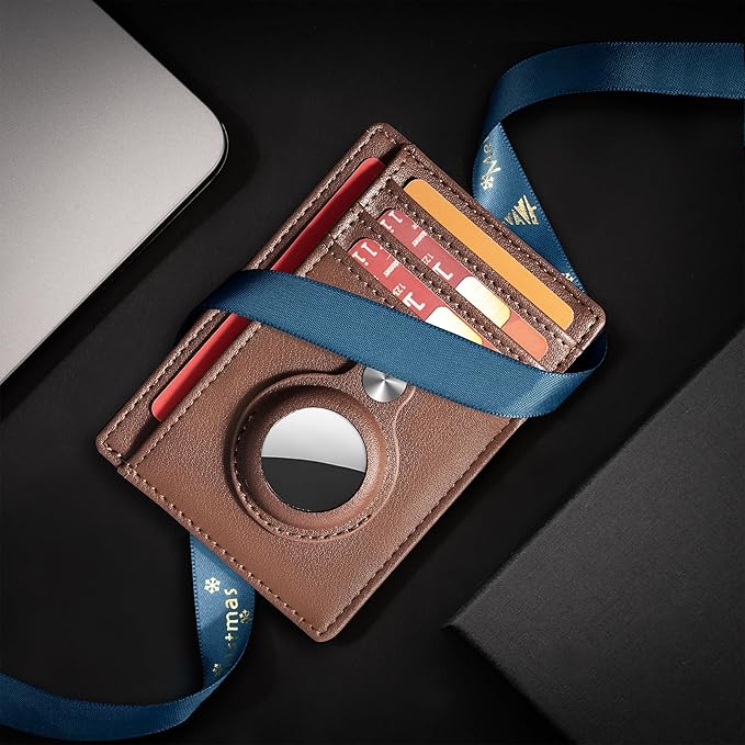 Hawanik Slim Minimalist Front Pocket Air Tag Wallet, RFID Blocking Card Holder Wallet with Airtag Holder