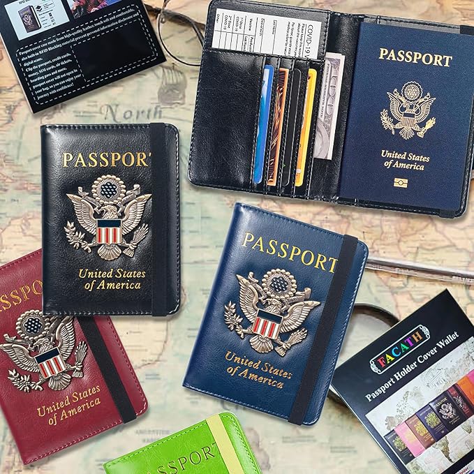 Premium Passport Holder for Travel, RFID Blocking Passport Cover Slim, Durable & Travel-Friendly, Passport Wallet Keep Your Documents Safe & Organized (Navy Blue)