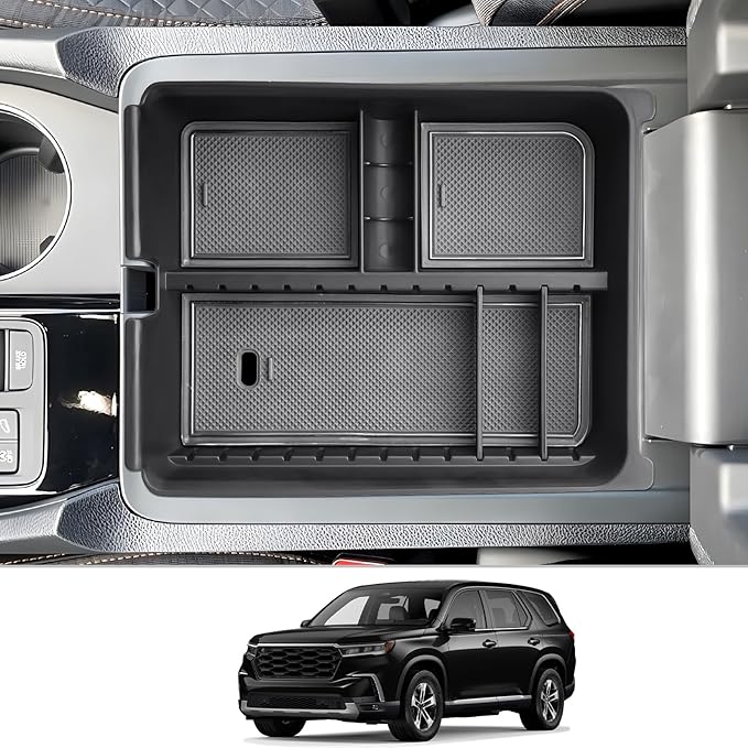 CDEFG Center Console Organizer Compatible with 2023-2025 Honda Pilot/2024-2026 Ridgeline/2024-2026 Passport Accessories Middle Console Organizer Armrest Tray Storage Box