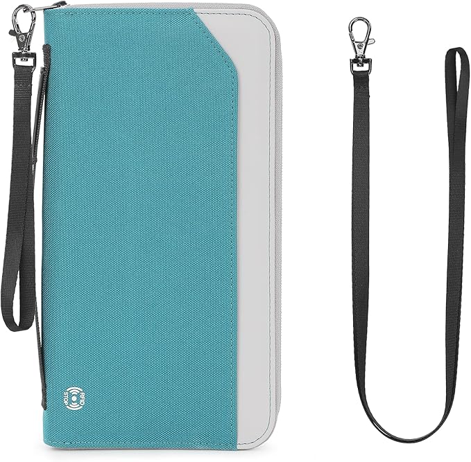 Passport Holder Family for 4, RFID Blocking Travel Wallet Women Men,Passport Wallet with Airtag Holder,Family Passport Protector Case, RFID Blocking, Lightweight, Zipper, Document Organizer, Pouch Bag