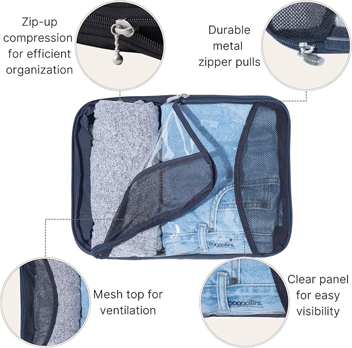 Baggallini Compression Cube 4-piece set - Lightweight Compression Packing Cubes for Travel