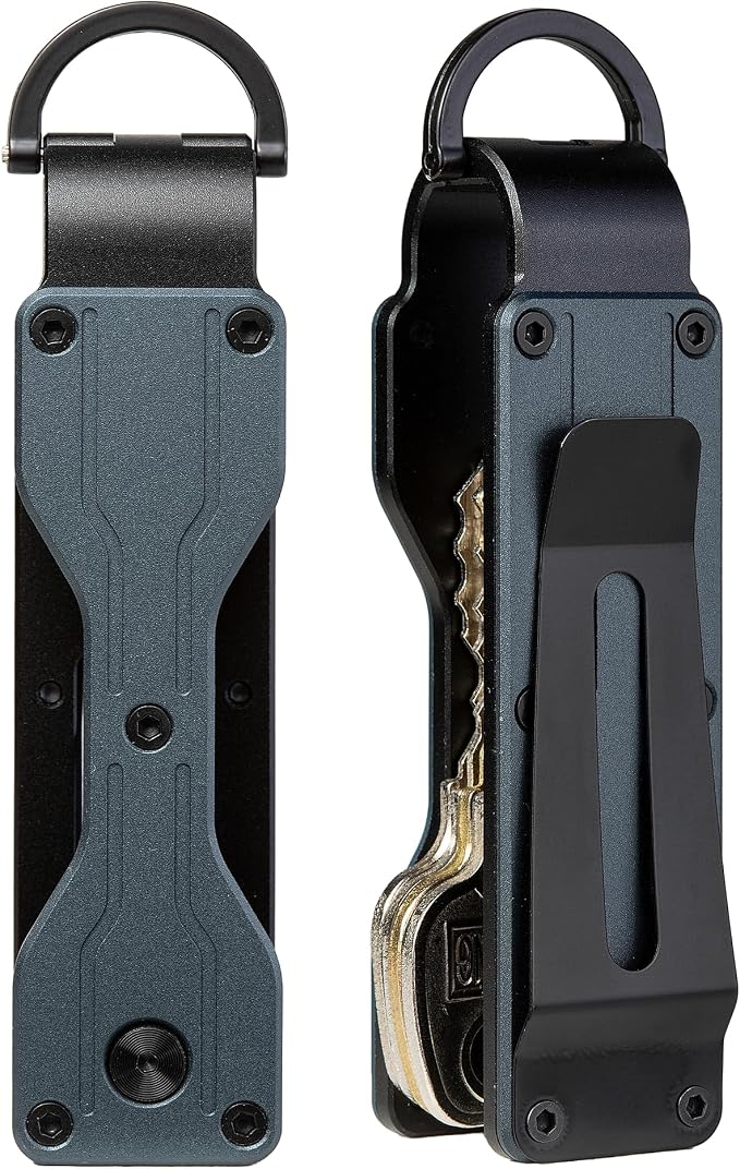Compact Metal Key Organizer Minimalist Key Holder Secures 1-5 Keys | Durable solid metal key case, slim pocket design, safely holds up to 5 keys, lightweight portable daily keychain accessory
