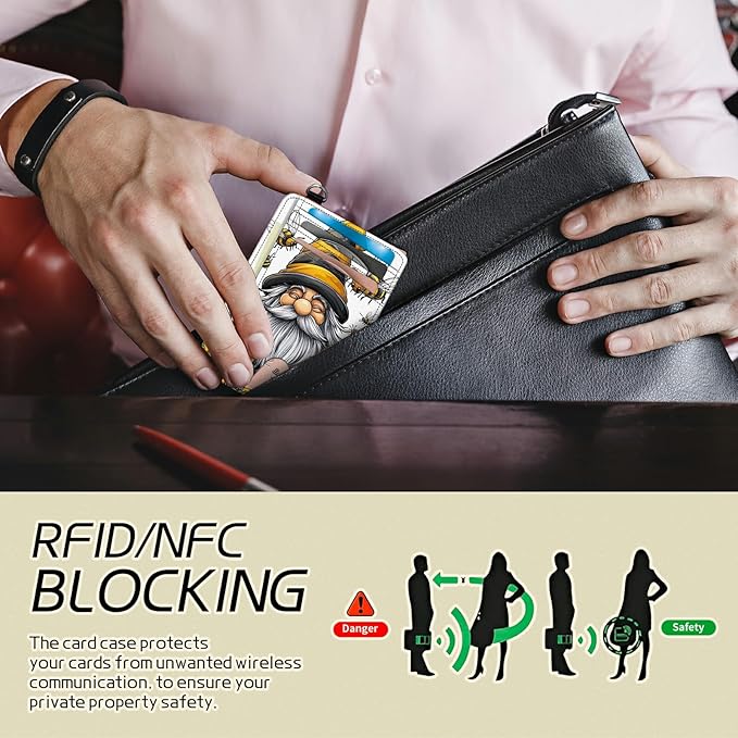 Small Travel Wallets, Bee Dwarf Sunflower Slim Minimalist Front Pocket Wallet with Wristlet, RFID Blocking PU Leather Credit Card Holder with ID Window Change Purse for Men Women