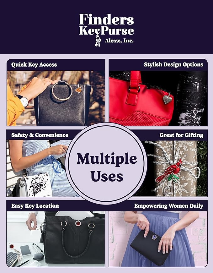 Women’s Bag Charm Key Finder, Car Keychain Hook, Cute Purse Organizer & Tote Bag Accessories, Gifts for Mom - Original