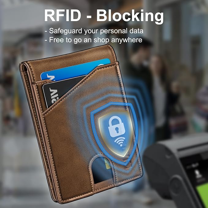 miyozi Airtag Wallet for Men,with Money Clip 11 Cards Slim Front Pocket Leather RFID Blocking Wallet with Gift Box
