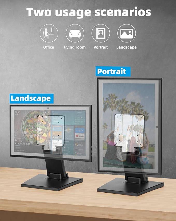 WEARSON Mount Stand for Amazon Alexa Echo Show 15 (1st, 2nd Gen), Tilt, and Rotate Stand Made for Amazon Echo Show 15 Vesa Monitor Stand Adjustable Echo Show 15 Mount, Vesa 75*75 100*100 Black