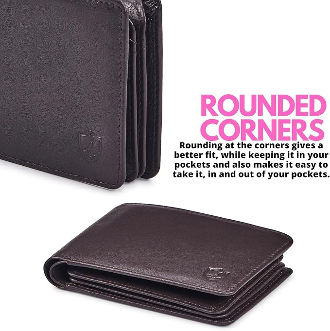 Cochoa Wallet for Men Bifold Leather RFID Blocking High Capacity Slim Card Case with 2 ID Window for Gift (Nappa, Dark Chocolate)