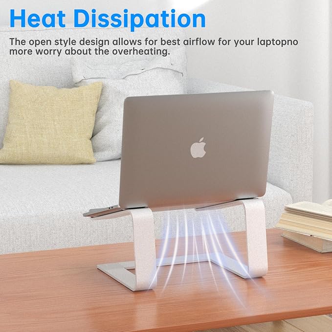 GleYo Laptop Stand for Desk Portable Computer Riser Metal Notebook Holder Printer Stand Office Desk Accessories Compatible with MacBook Air, Pro, Dell, HP, Lenovo and All 10-16" Laptops, Silver