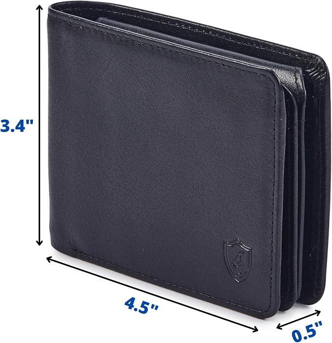 Cochoa Wallet for Men Bifold Leather RFID Blocking High Capacity Slim Card Case with 2 ID Window for Gift (Nappa, Black)