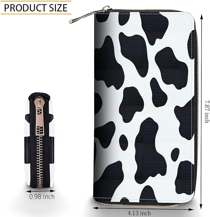 Bxgolkgd Womens Wallet, RFID Blocking Leather Wallet,Large Capacity Wallet Credit Card Holder PU Leather Ladies Clutch with Zipper Coin Pocket - Cute Cow Pattern