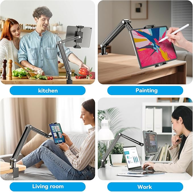 Jakeko Magnetic Portable Monitor Stand 15.6" - up to 16" 18.5" 22 inch Tablet Holder for iPad VESA Mount 75mm for Desk Adjustable Foldable 360° Swivel (Up to 16.5'')