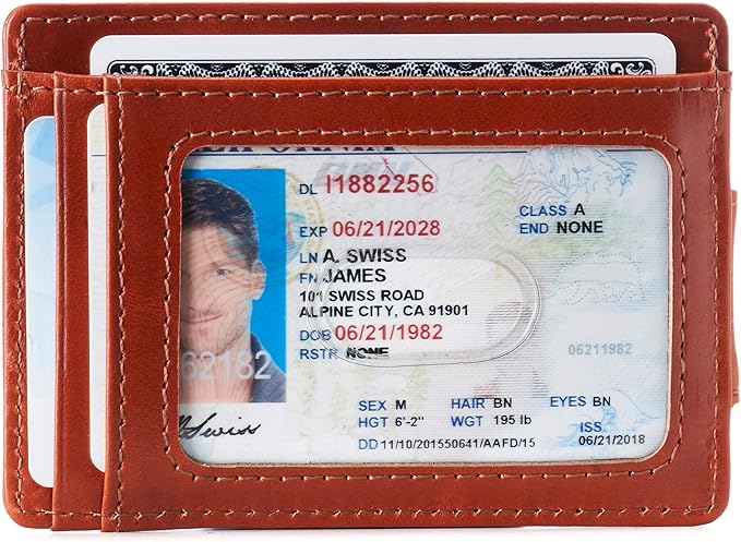 alpine swiss Harper Mens RFID Slim Money Clip Front Pocket Wallet Minimalist Leather ID Card Holder | RFID