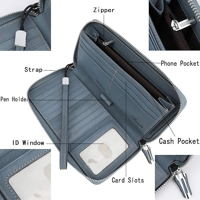 Lavemi Small Compact Women Wallet RFID Blocking Genuine Leather Bifold Purse with ID Windows
