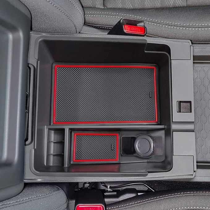 Center Console Organizer Fit Nissan Frontier 2022-2026, Red Trim | Compatible with Frontier 2022 2023 2024 2025 2026, Pickup Truck Armrest Secondary Storage Box, ABS Insert, Glove Box Tray