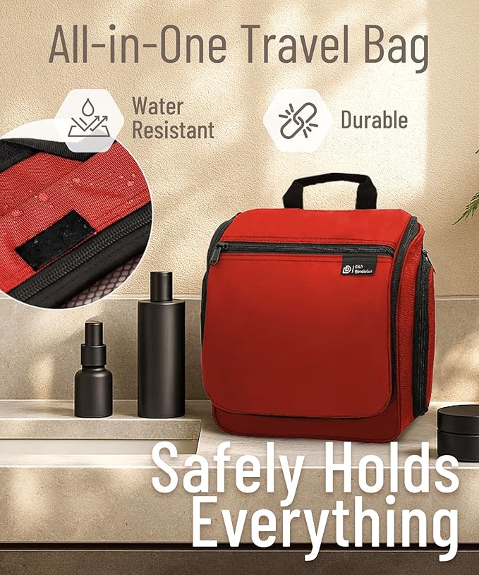 D&D Wanderlust D&D Hanging Travel Toiletry Bag for Men and Women – Cosmetics, Makeup and Toiletries Organizer Kit with 10 Compartments