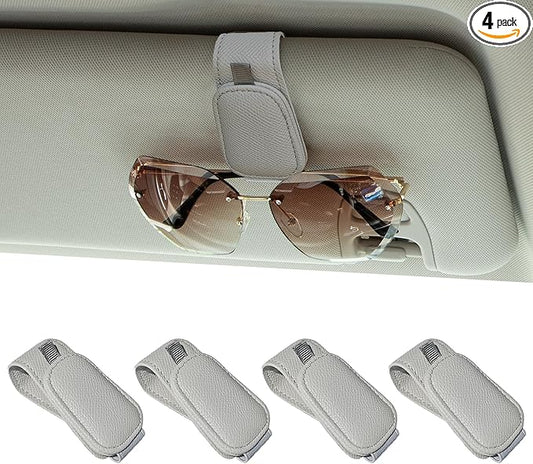 Yuoyar 4 Packs Magnetic Sunglass Holder for Car Visor - Universal Sunglasses Clip for Different Size Eyeglasses - Convenient Interior Car Accessories (4Pcs Grey)