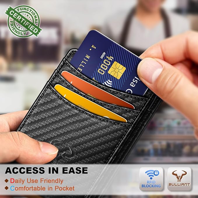 BULLIANT Slim Wallet For Men 12Cards,Magnetic Flip Build-in Money Clip Airtag Compatible-RFID Blocking