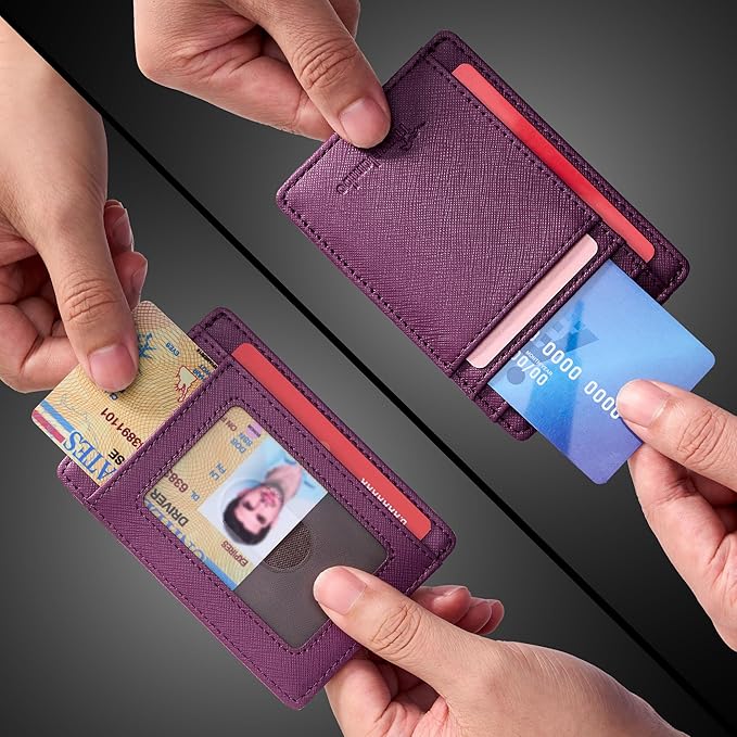 Travelambo Slim Wallet Front Pocket Minimalist Leather RFID Blocking Medium Size