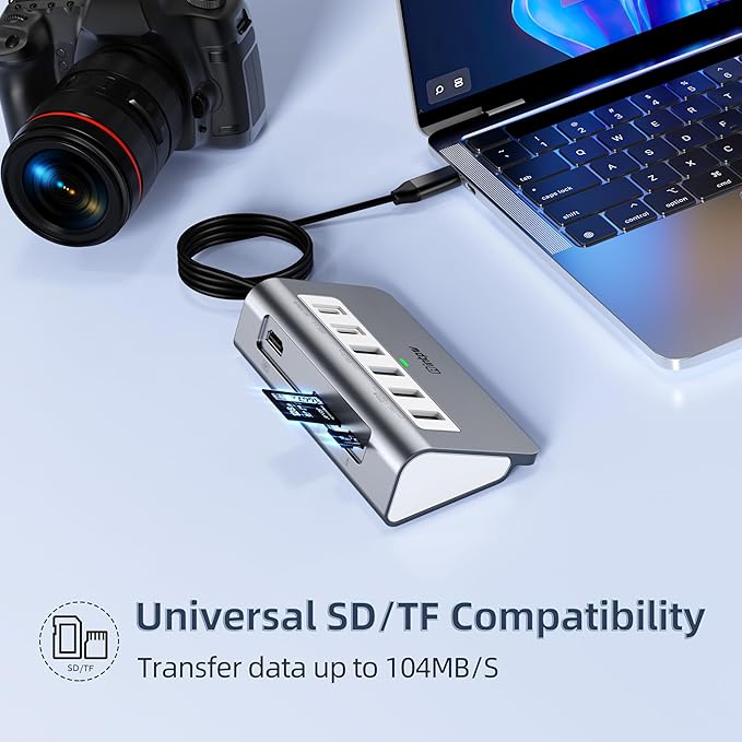 intpw USB C Hub, P9 USB C Hub Multiport Adapter with 4K@60Hz HDMI, PD 100W, Type-C & 2 USB A 3.0 5Gbps, 2 USB A 2.0, SD/TF Ports, Aluminum USB Hub for Laptop, iPhone 17 Series, MacBook, iPad