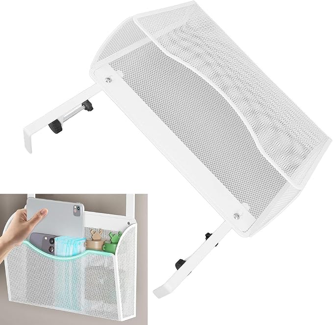 TOPINCN Desk Side Storage, Adjustable Hanging Under Desk Storage Organizer Clamp on Desk Organizer for Office Dormitory and Home (White)