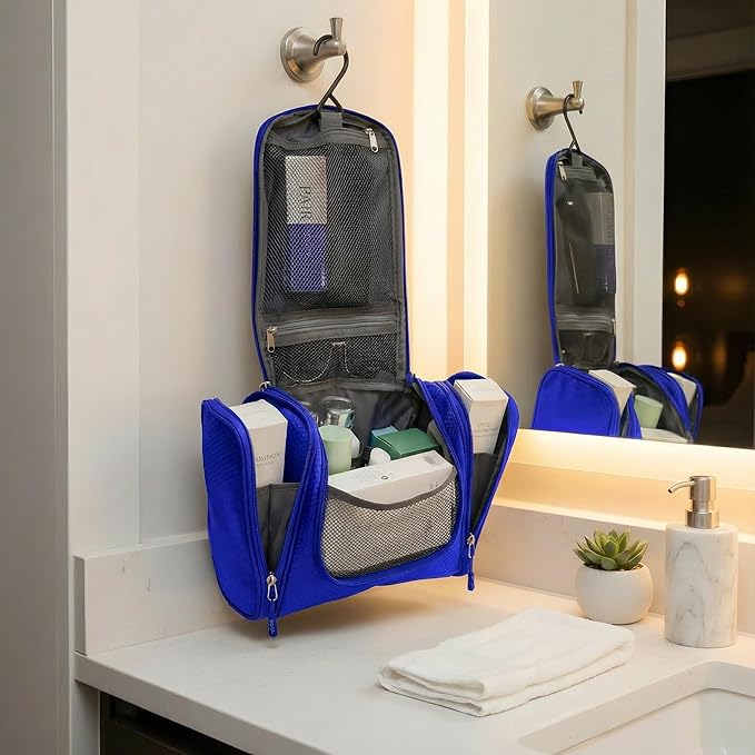 Bago Travel Toiletry Bag for Women and Men - Large Waterproof Hanging Large Toiletry Bag for Bathroom and Travel Bag for Toiletries Organizer - Makeup Bag (DeepBlue)