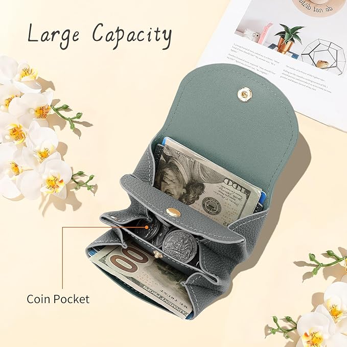 SENDEFN Leather Coin Purse for Women Small 3 Cash Change Pouch Holder Wallets