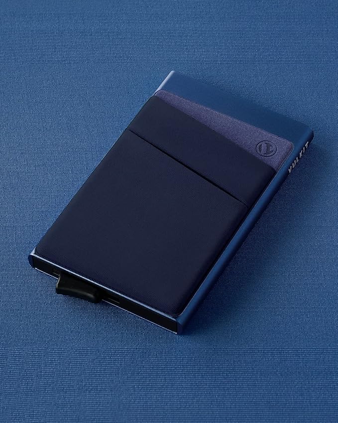 VULKIT Card Holder with Money Pocket Pop Up Wallet RFID Blocking Slim Metal Bank Card Case Holds 5 Cards and Notes