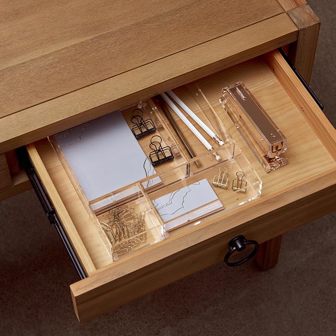 russell+hazel Long Acrylic Drawer Bloc, 9” x 3”, Desktop Organization, Clear, 1 Count, 98145