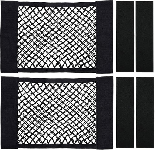 Universal Mesh Cargo Net Storage Net Wall Sticker Organizer Pouch Bag Storage Mesh Net for Car Trunk Storage Add On Organizers for Car Truck (15" x 9.5"(2 Packs, W/Loop))