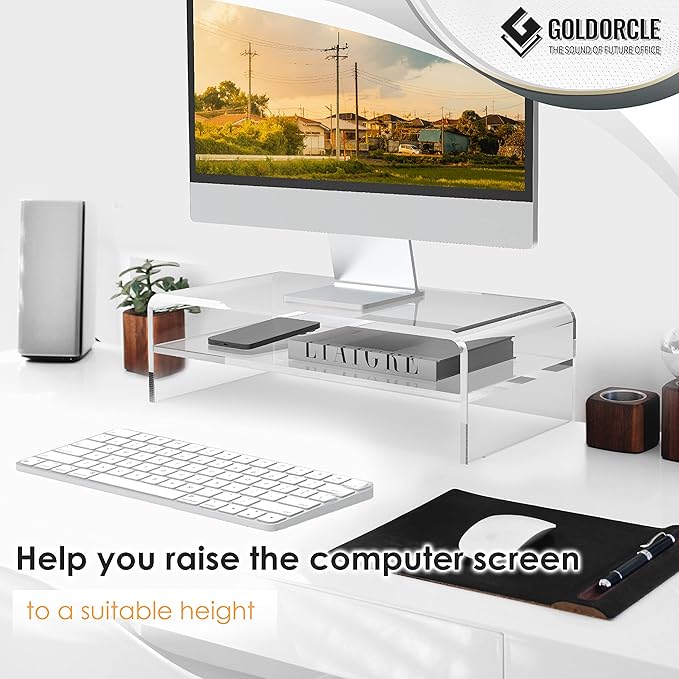 Acrylic Monitor Stand Riser Clear Computer Monitor Stand (Big)