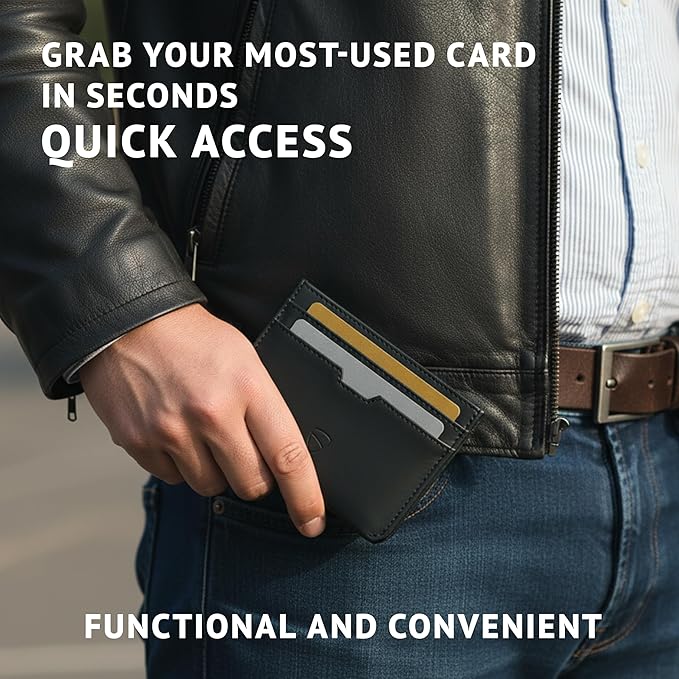 Vaultskin MOORGATE Slim Card Holder – Minimalist Leather Wallet with RFID Blocking, Front Pocket Credit Card Case for Men & Women
