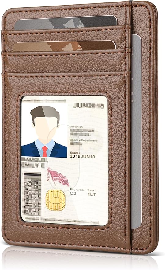 Teskyer Slim Wallet for Men, Minimalist Front Pocket RFID Blocking Leather Wallet Credit Card Holder for Men & Women