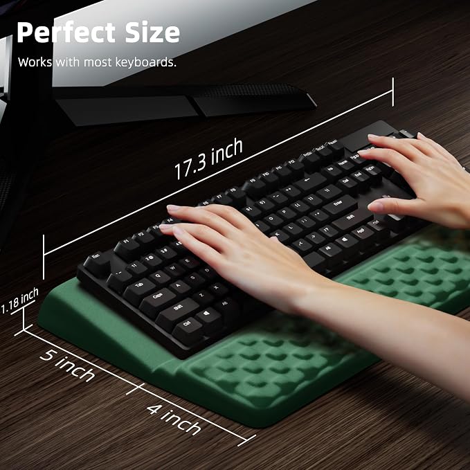 Ospelelf Keyboard Wrist Rest Pad, Comfy Ergonomic Keyboard Stand Riser Holder, Computer Wrist Support Cushion forTyping, Green
