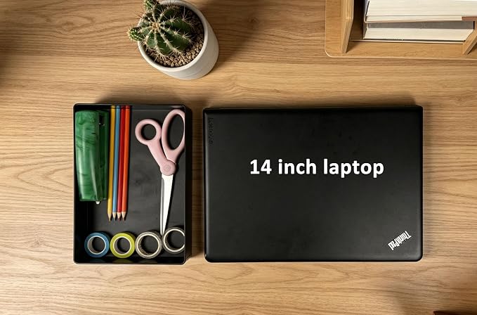 Amazon Basics Rectangular Plastic Desk Organizer with Storage Trays, Accessory Tray for Office Supplies and Pen Holder, 9.4 x 6.7 x 2 inch, Black (Pack of 2)