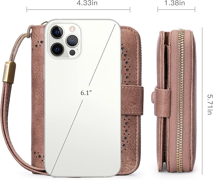GAEKEAO Leather Credit Card Holder Wallet for Women RFID Blocking Large Capacity Bifold Zipper Card Case Organizer with Wristlet 32 Slots