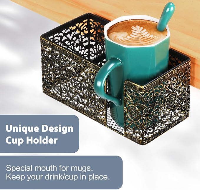 Desk Organizer Clip on Desk Cup Holder Pencil Holder for Desk Storage Beverages Phone Holder Desk Organizer and Accessories Office School Home