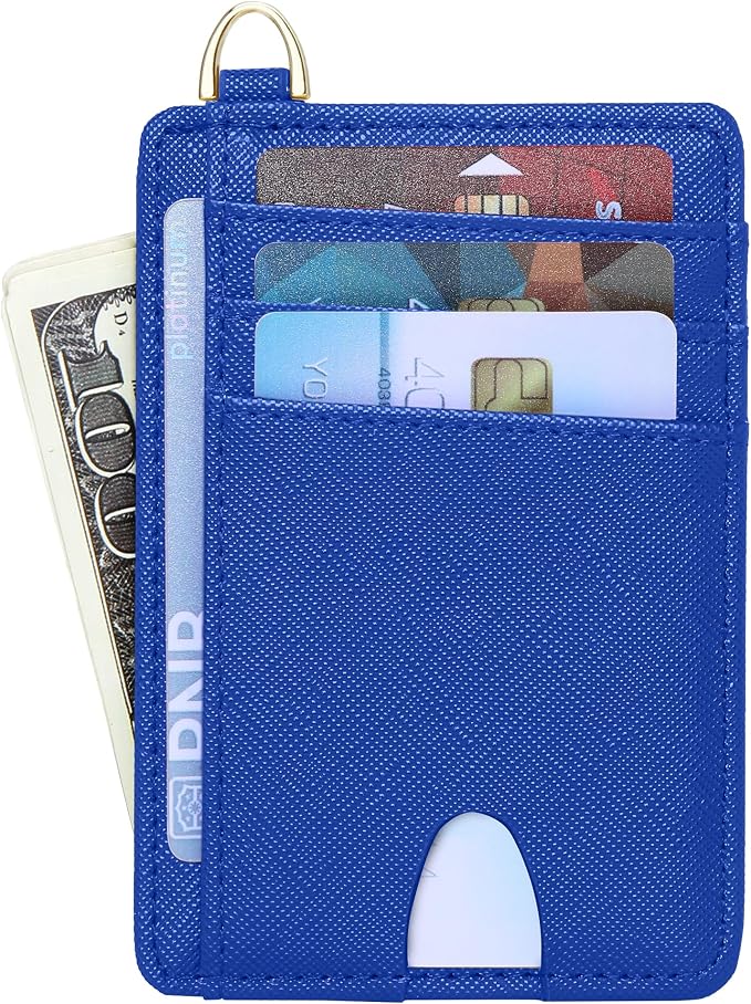 Badiya Credit Card Holder Slim Minimalist Wallet, Front Pocket Purse RFID Blocking Wallet Compact Card Case with ID Window for Women & Men