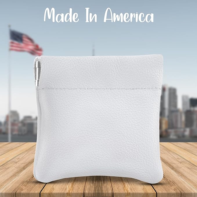 Nabob Leather Genuine Leather Squeeze Coin Purse, Coin Pouch Made IN U.S.A. Change Holder For Men/Woman Size 3.5 X 3.5
