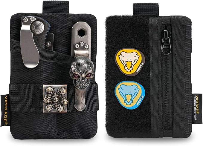 VIPERADE VE15 Small EDC Pouch, Pocket Organizer, EDC Pocket Pouch with DIY Patches Area, EDC Pocket Organizer Wallet for Cards, Small Tool Pouch for EDC Gears
