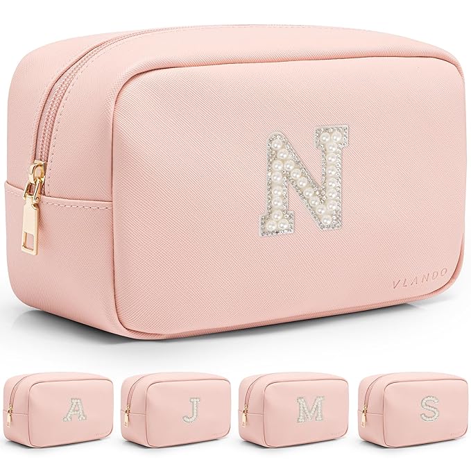 VLANDO Gifts for Pearl Makeup Bag for Women Gifts for Travelers Skin Care Stuff Bag Birthday Gift Teen Girl Gifts Teacher Gift Makeup Pouch for Purse N