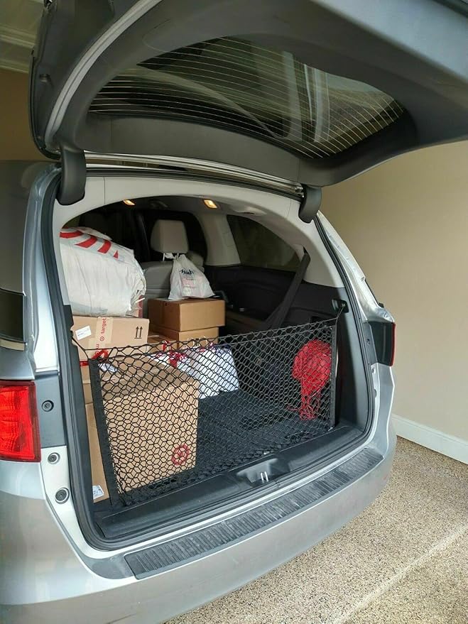 Trunk Organizer Cargo Net for Honda Odyssey 2018–2025 – Envelope Style Cargo Net for Van – Premium Mesh Elastic Car Trunk Organizer Vehicle Carrier Storage – Compatible with Odyssey