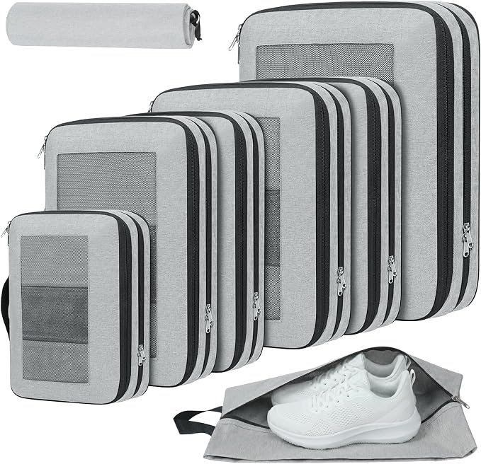 Compression Packing Cubes for Travel, Lightweight Vacation Travel Essentials, Travel Accessories for Suitcase Organizer Bags Set, Durable Luggage Organizer