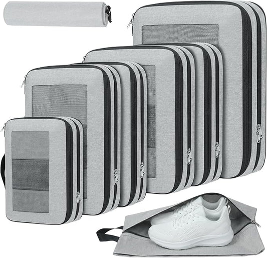 Compression Packing Cubes for Travel, Lightweight Vacation Travel Essentials, Travel Accessories for Suitcase Organizer Bags Set, Durable Luggage Organizer