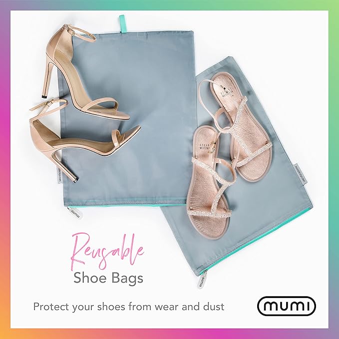 MUMI Travel Shoe Bags Set of 2 – Waterproof Shoe Bag for Travel, Gym, Storage, Packing – Lightweight Shoe Travel Bags for Suitcase, Closet, Backpack – Travel Shoe Organizer for Men and Women (Blue)