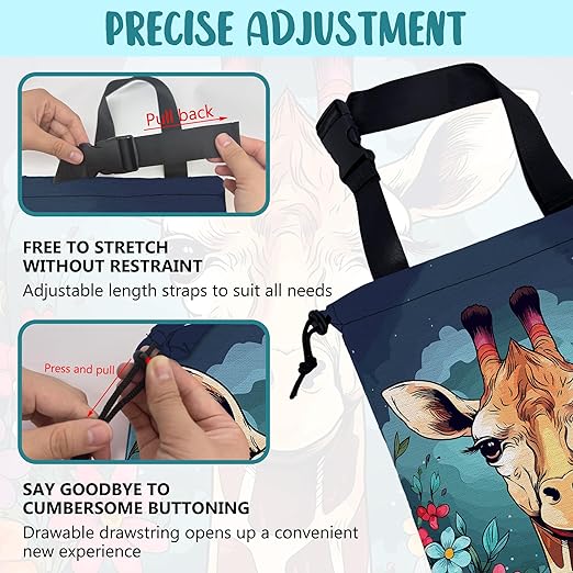 Car Garbage Bag Giraffe and Colorful Flowers Drawstring Car Trash Bag Hanging for Back Seat with Adjustable Buckle Canvas Vehicle Trash Can Easy-to-Install