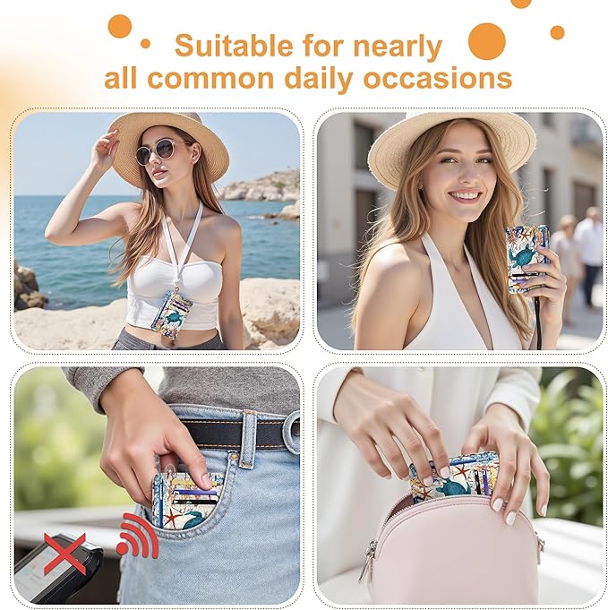 SEAVILIA Credit Card Holder for Women, Sea Turtle RFID Wallet Women, Slim Minimalist Front Pocket Card Holder, Cute Thin Travel RFID Blocking Card Case, Small Wallets Woman Gifts Girls