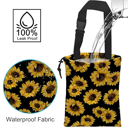 Car Trash Bag Sunflower Car Garbage Bag Hanging Car Trash Can for Back Seat with Drawstring