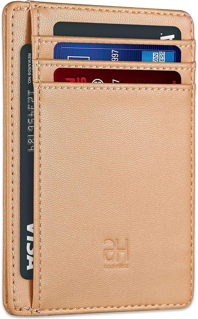 GH GOLD HORSE Slim RFID Blocking Card Holder Minimalist Leather Front Pocket Wallet for Women | Slim